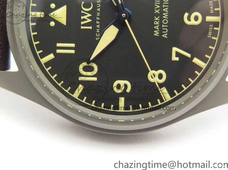 MIROTIME 0310 SmartChoice Mark XVIII IW327006 Titanium M+F 1:1 Best Edition Black Dial on Brown Leather Strap A 7145